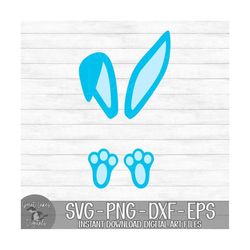Blue Easter Bunny - Instant Digital Download - svg, png, dxf, and eps files included! Rabbit, Feet & Ears, Split Monogra