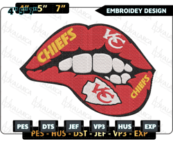 NFL Kansas City Chiefs Lips Embroidery Design, NFL Football Logo Embroidery Design, Famous Football Team Embroidery Design, Football Embroidery Design, Pes, Dst, Jef, Files