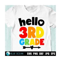 Hello 3rd grade SVG, Hello third grade SVG, Back to school SVG, First day of school svg,