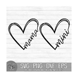 Mama & Mini Bundle of 2! - Instant Digital Download - svg, png, dxf, and eps files included! Doodle Heart, Mother's Day
