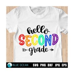 Hello Second grade SVG, Back to school SVG,  First day of school SVG, Back to school png, 2nd Grade shirt cut files