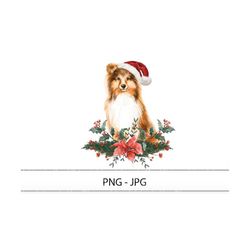 Christmas border collie png/jpg. Christmas dog clipart png, dog bandana png, collie sublimation, santa paws png, Puppy p