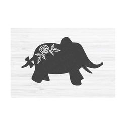 Elephant and rose svg | Elephant svg | Rose svg | Zoo svg file | Animal svg | Zoo animal svg, Elephant silhouette svg, F