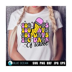 100 days of school PNG, 100 days school SVG, 100 days shirt SVG, 100 days bolt, 100 days pencil