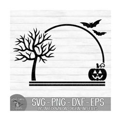 Halloween Pumpkin, Bats, Spooky Tree - Instant Digital Download - svg, png, dxf, and eps files included!