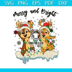 Vintage Chip and Dale Christmas Merry and Bright SVG File