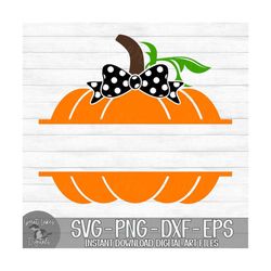 Pumpkin with Bow Monogram - Girl, Halloween, Fall - Instant Digital Download - svg, png, dxf, and eps files included!