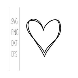 Hand drawn heart svg png dxf jpg files, Heart vector design, Heart cut file, Love Svg, Heart outline svg, Silhouette hea