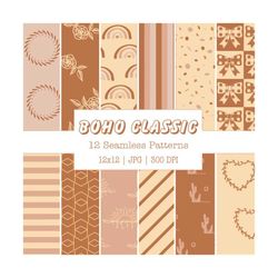 Boho Patterns, Digital Paper Pack JPG, Seamless printable Digital Paper, Boho rainbow jpg, Boho Nursery Digital Design,