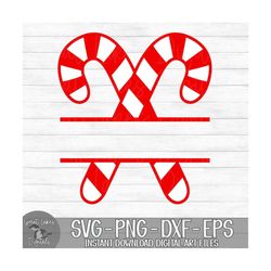 Candy Canes - Instant Digital Download - svg, png, dxf, and eps files included! Christmas, Split Monogram, Name Frame
