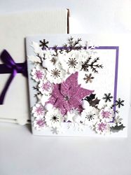 Luxury Christmas card with gift box, Greeting Christmas card,  Handmade Merry Christmas card, Boxed Xmas greeting card