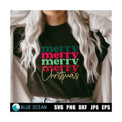 Merry Christmas SVG, Christamas SVG, Stacked words, vintage font, Retro Christmas