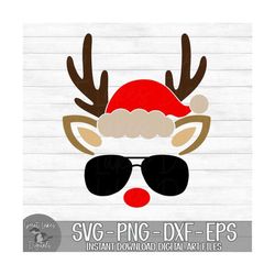 Reindeer Sunglasses & Santa Hat - Instant Digital Download - svg, png, dxf, and eps files included! - Christmas, Reindee