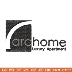 Archome Luxury Apartment Logo embroidery design, logo embroidery, Embroidery file, logo design, Instant download.