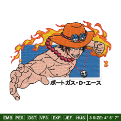 Ace punch embroidery design, One piece embroidery, Anime design, Embroidery shirt, Embroidery file, Digital download
