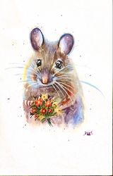 Mouse Watercolor Print, Whimsical Watercolor Poster, Mice Art, Cottagecore Decor, Baby Mouse Art, A4 Print