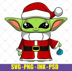 Christmas Baby Yoda SVG,Christmas Baby Yoda PNG,Christmas Baby Yoda INK SVG PSD