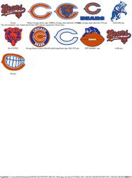 Collection NFL CHICAGO BEARS  LOGO'S Embroidery Machine Designs