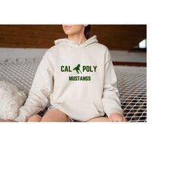 Mustang Crewneck Outfit Hoodie, Cal Poly Stretch Workout Sweater, Cool Mustang Hoodie, College Hoodie San Luis Obispo Vi