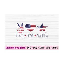peace love america svg, 4th of july svg, american sign svg, Dxf, Png, Eps, jpeg, Cut file, Cricut, Silhouette, Print, In
