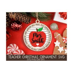 Teacher Christmas Ornaments SVG, Christmas 2023 Svg, Teach, Inspire, School Teacher Laser Ornament Svg, Glowforge Laser
