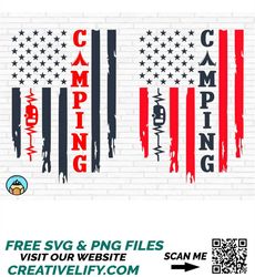 USA Camping Svg, Camping USA Flag, Camping Distressed Flag, Camping Flag Svg, Camping Svg, PNG, Dxf, camper svg, trailer