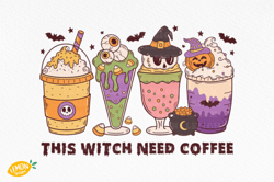 Coffee Halloween Witch PNG Sublimation