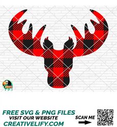 Moose Head Buffalo Plaid Svg, Moose Head Svg, Plaid Moose Svg, Moose Svg files, Christmas Svg for Shirts, Christmas Cric