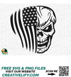 USA Skull Flag SVG, Skull Flag Svg, Patriotic Skull Svg, American Skull Flag Cut Files, Cricut, Silhouette, Png, Svg, Ep