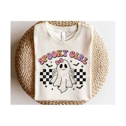 Spooky Girl SVG, Halloween Svg, Cute Ghost Png, Girl Halloween Retro Shirt Svg, Png, Svg Files For Cricut
