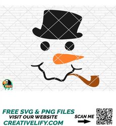 Snowman Face With A Pipe svg, Winter svg, Christmas Snowman svg, Snowman png, Christmas Quotes svg, Clipart, Cut File, C