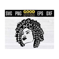 Educated Powerful Proud Melanin Black Woman Strong Confident black history month Svg Png Eps Dxf