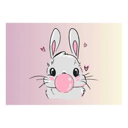 Cute Bunny Rabbit Bubblegum png, Bunny with Heart Glasses png, Rabbit Glasses Bubblegum png