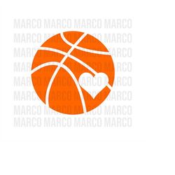 One Color Basketball With Heart SVG, Basketball Outline, Custom Basketball SVG, Basketball PNG, Download File, Instant D