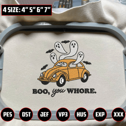 Boo You Whore Embroidery Design, Spooky Halloween Embroidery Machine Design, Hello Spooky 3 Sizes, Format Exp, Dst, Jef, Pes