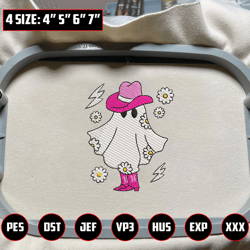Cute Pink Ghost Embroidery Machine Design, Stay Spooky Embroidery Design, Halloween Spooky Vibes Embroidery Design