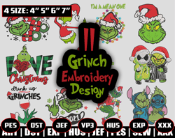 Grinch Embroidery Designs, Grinch Embroidery, Christmas Lights Grinch Machine Embroidery Design, Instant Download