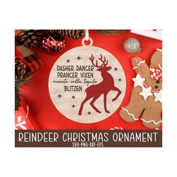Reindeer Christmas Ornaments SVG, Round Christmas Ornament Svg, Reindeer Svg, Holiday Ornaments Cut Files, Glowforge Las