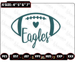 NFL Philadelphia Eagles Girls Embroidery Design, NFL Football Logo Embroidery Design, Famous Football Team Embroidery Design, Football Embroidery Design, Pes, Dst, Jef, Files