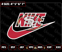 NIKE NFL San Francisco 49ers Logo Embroidery Design, NIKE NFL Logo Sport Embroidery Machine Design, Football Team Embroidery Design, Football Brand Embroidery, Pes, Dst, Jef, Files