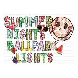 Baseball Png File,Summer Nights Ballpark Nights png, Hello Summer, Summer Design,Watermelon Design,Digital Download,Subl