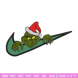 Grinch Nike embroidery design, Grinch Nike embroidery, Nike design, logo shirt, Embroidery shirt, Digital download.