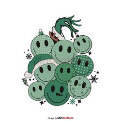 Retro Happy Christmas Smiley Face Grinch Hand SVG File