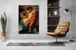 Frederick Leighton, The Fisherman and the Syren,Canvas Decor, Office Decor, Canvas Wall Art, Roll Canvas, Modern Art, Gi