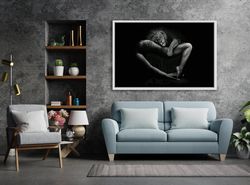 lion and woman canvas, black and white, animal print, bedroom, nude body canvas print, sexy woman, bedroom decoration, e
