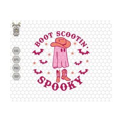 Boot Scootin Spooky Svg, Western Ghost Svg, Retro Halloween Design, Cowboy Ghost Svg, Western Halloween, Vintage Ghost H
