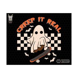 Creep It Real Png, Halloween Skateboard, Ghost Skateboarding, Halloween PNG, Halloween Shirt Png, Sublimation, Ghost Cut