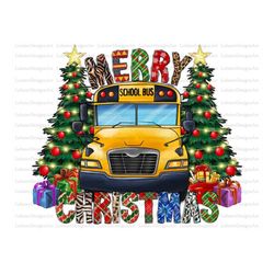Merry Christmas School Bus Png Sublimation Design, Merry Christmas Png, School Bus Png, Happy New Year Png, Santa Claus