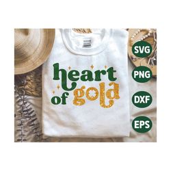 St Patrick Day SVG, Heart of Gold Retro Svg, Shamrock Svg, Clover, St Patrick Day Sign, St Patricks Shirt, Png, Svg File