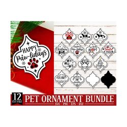 Pet Arabesque Christmas Ornament 2023 SVG, Dog Christmas Bundle, Cat Ornament, Angel Dog, Pet Memorial Monogram, Svg Fil